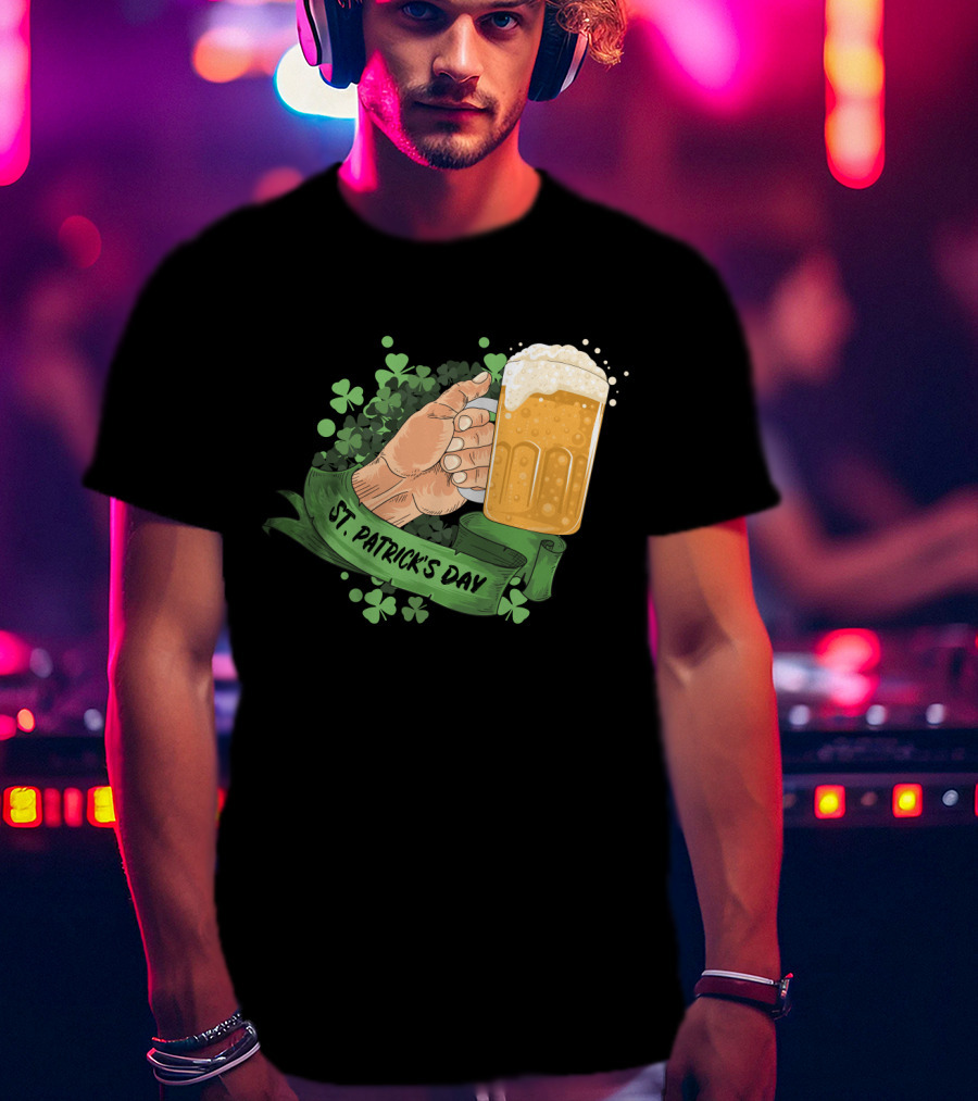 St Patrick's Day Big Beer With Shamrocks And Banner T-Shirt
