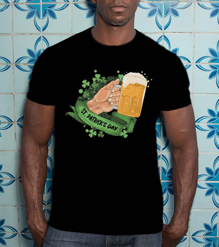 St Patrick's Day Big Beer With Shamrocks And Banner T-Shirt