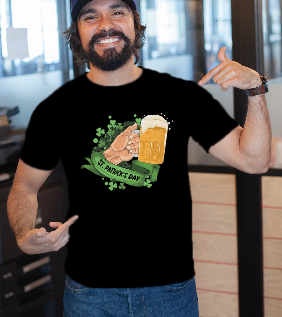 St Patrick's Day Big Beer With Shamrocks And Banner T-Shirt