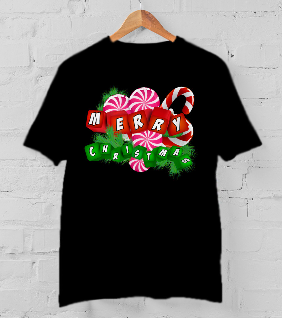 Merry Christmas Candy Canes And Peppermint Ornaments T-Shirt