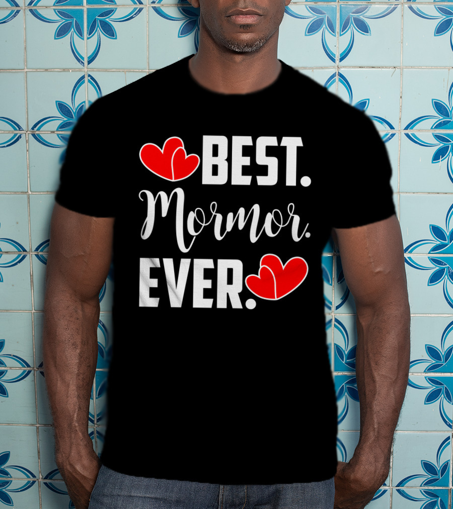 BEST MORMOR EVER Red Hearts T-Shirt