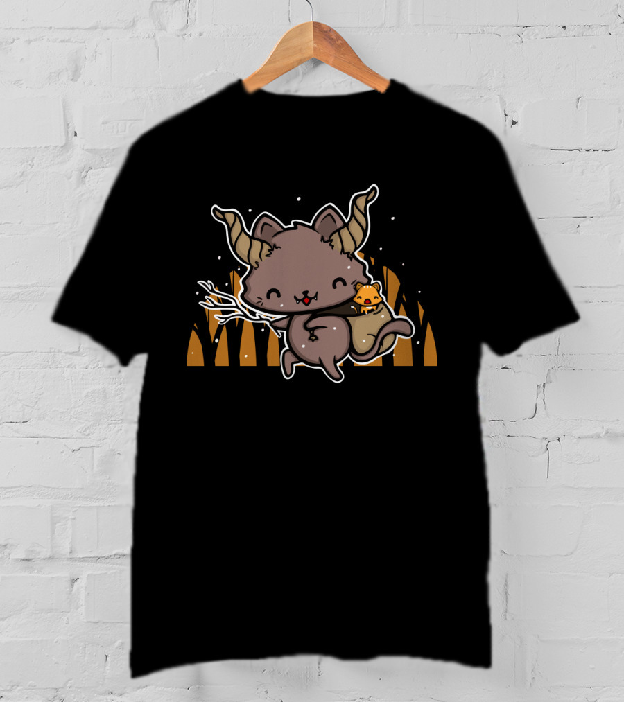 Cute Krampus Carrying Sack With Festive Horned Creature T-Shirt