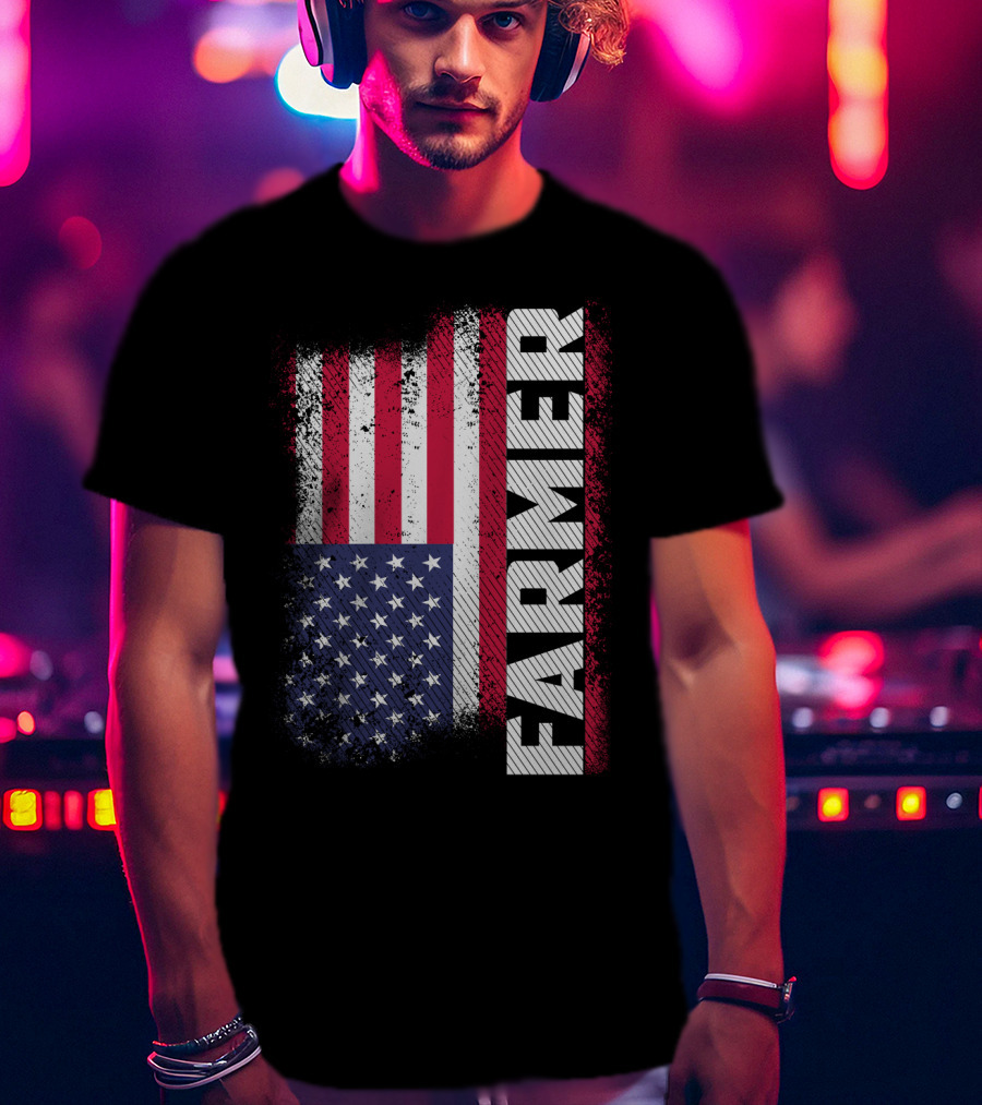 FARMER USA Flag American T-Shirt