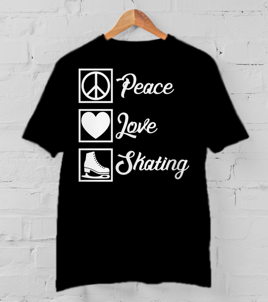 Peace Love Skating Peace Heart Ice Skates T-Shirt