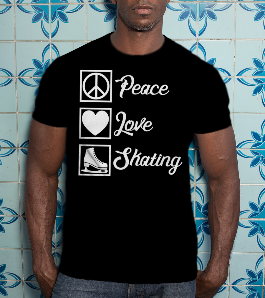 Peace Love Skating Peace Heart Ice Skates T-Shirt