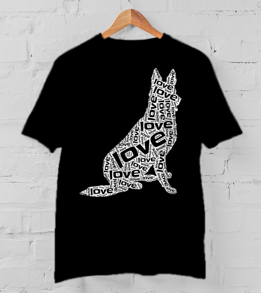German Shepherd Love Word Art Dog T-Shirt