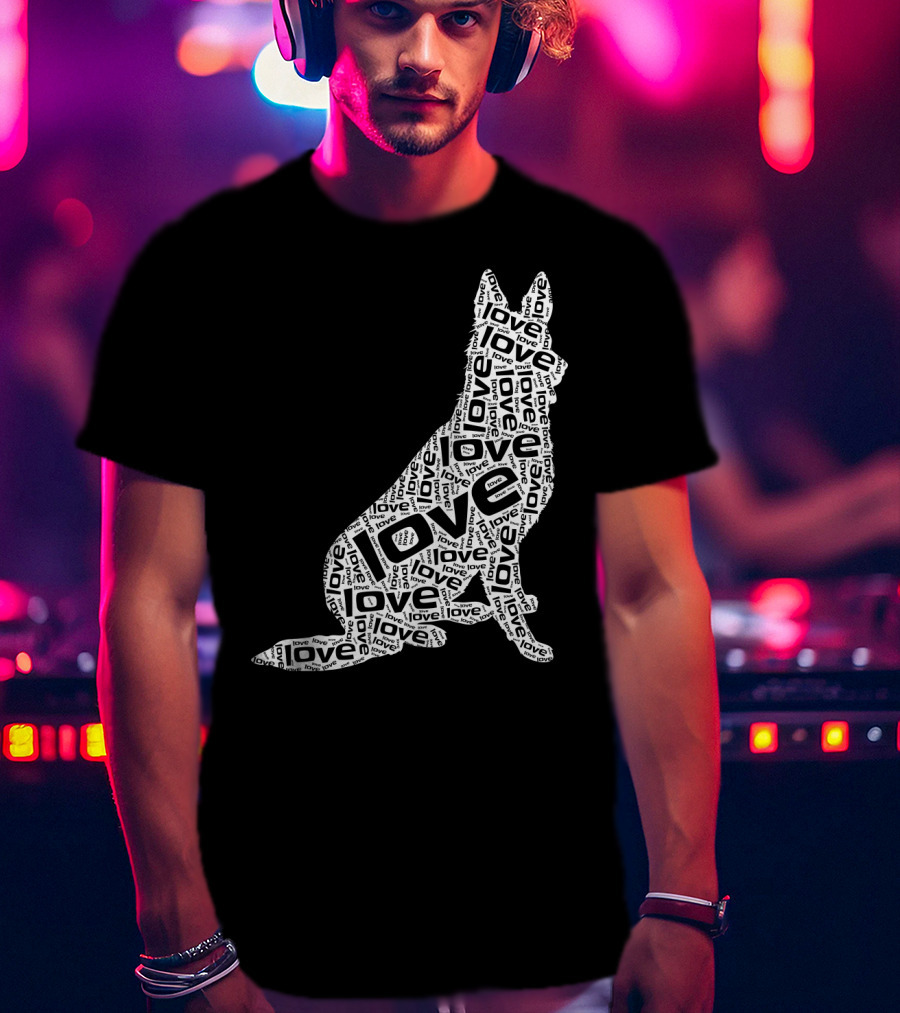 German Shepherd Love Word Art Dog T-Shirt