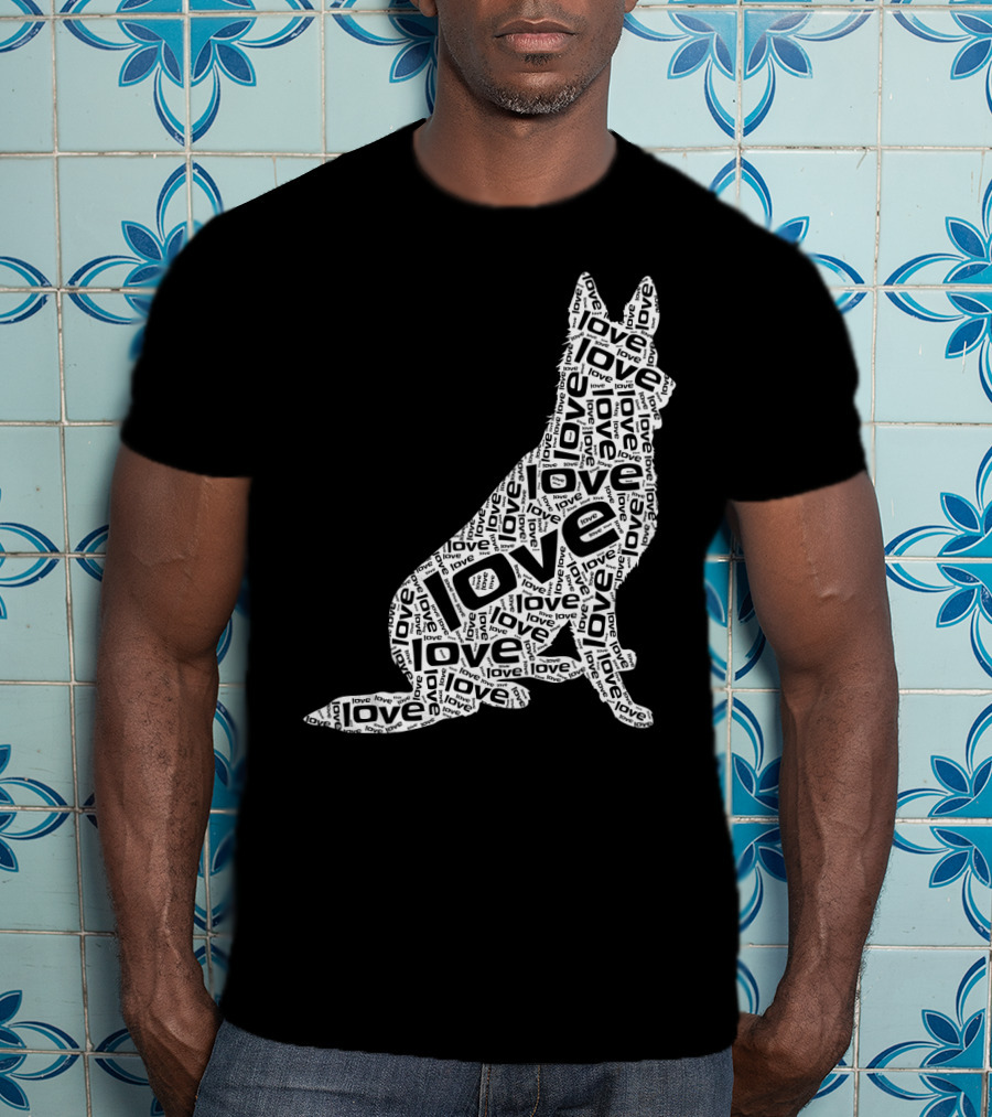 German Shepherd Love Word Art Dog T-Shirt