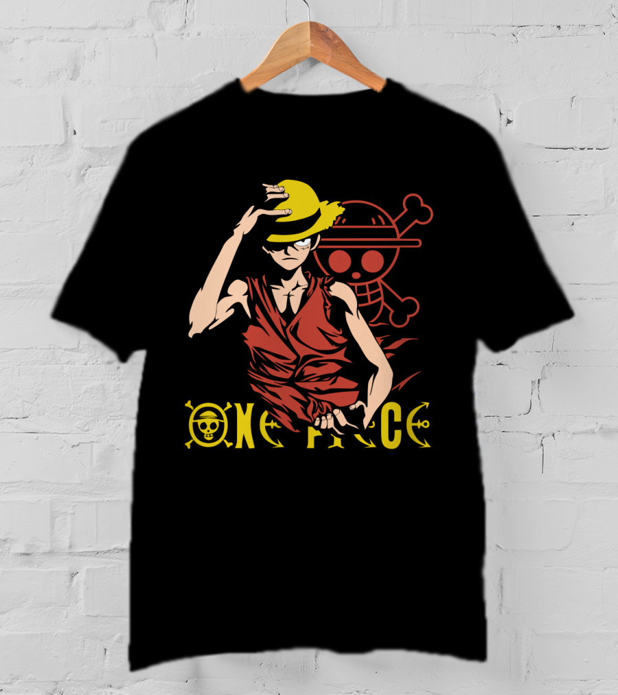 One Piece Luffy Straw Hat Pirate Skull T-Shirt