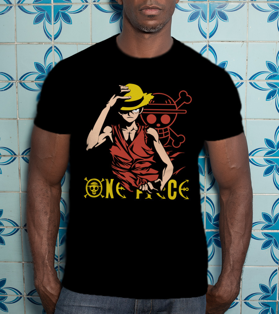 One Piece Luffy Straw Hat Pirate Skull T-Shirt