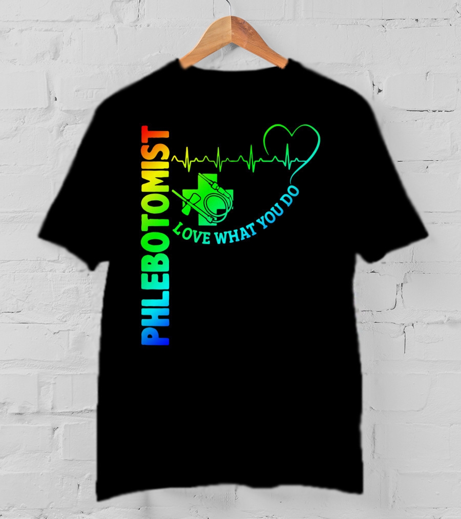 Phlebotomist Love What You Do Heartbeat Iconic Medical T-Shirt