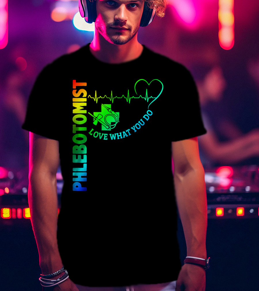 Phlebotomist Love What You Do Heartbeat Iconic Medical T-Shirt