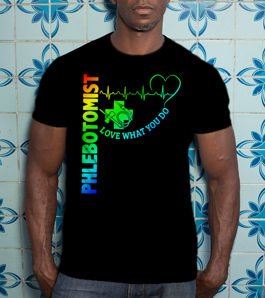 Phlebotomist Love What You Do Heartbeat Iconic Medical T-Shirt
