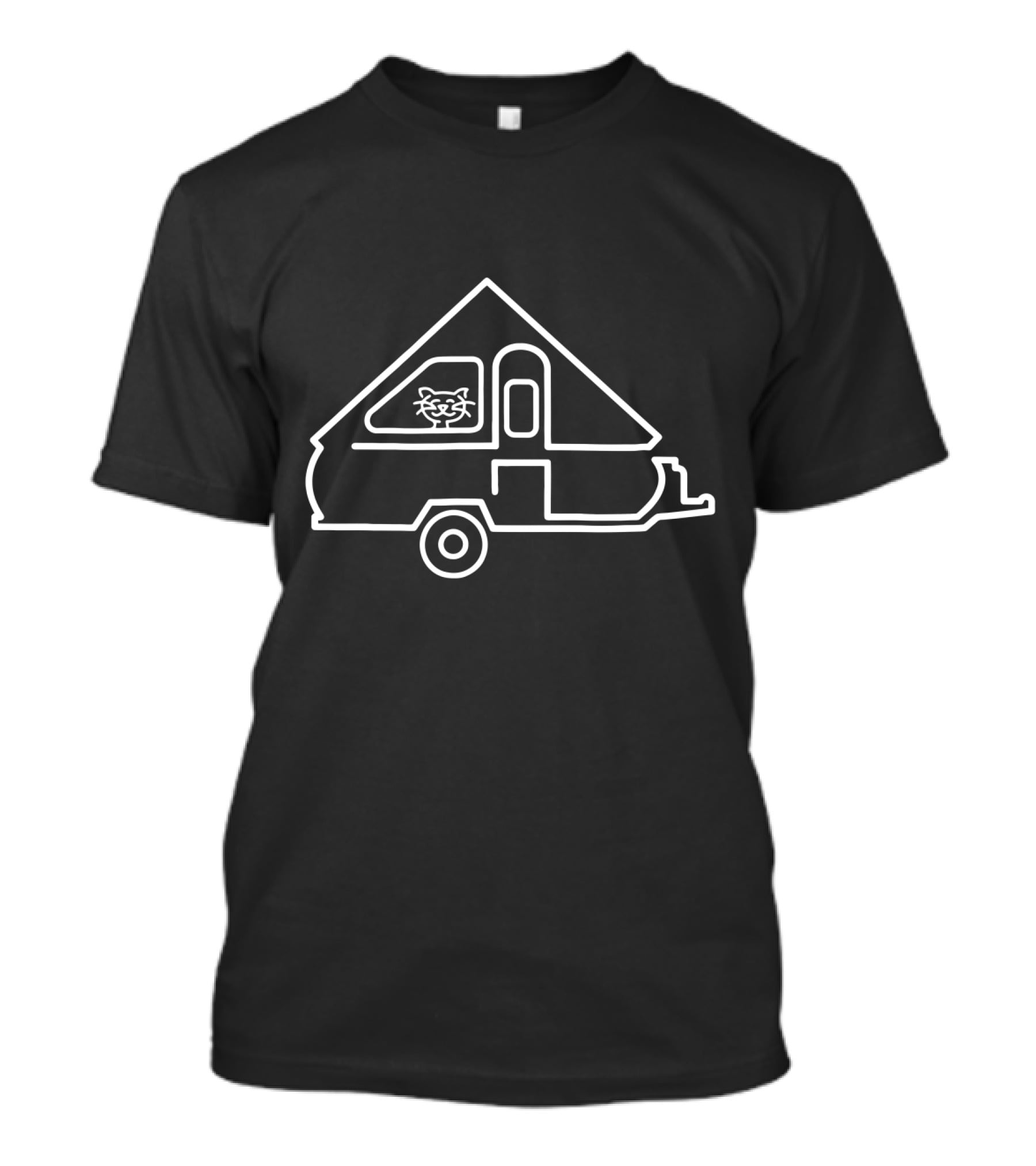 Happy Camper Cat Aliner A Frame Trailer Adventure T-Shirt