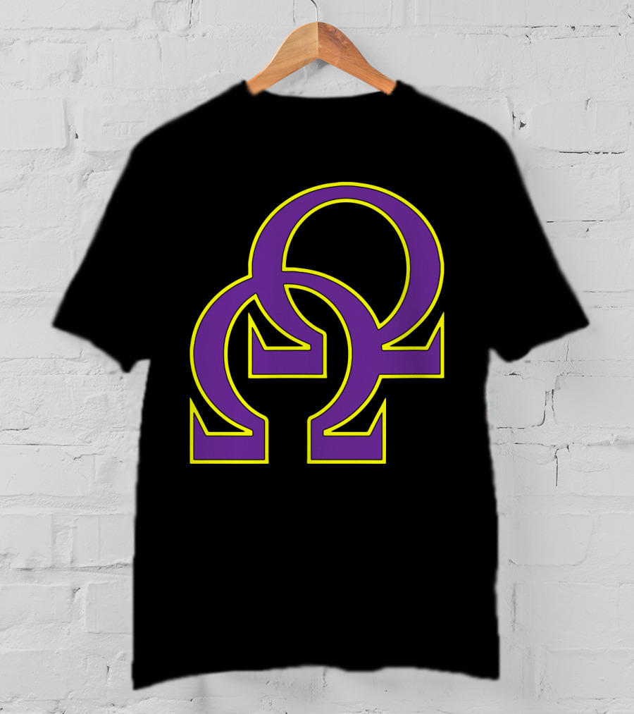Que Double Omega Purple Gold Psi Phi Greek Fraternity T-Shirt