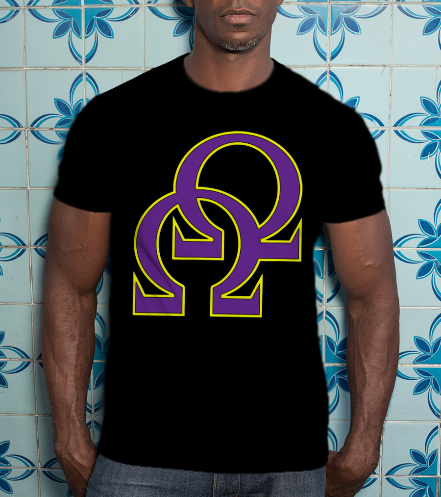 Que Double Omega Purple Gold Psi Phi Greek Fraternity T-Shirt