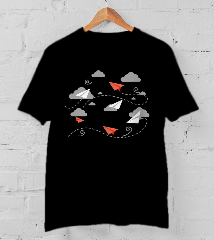 Paper Airplane Cloud Journey Flight Paths T-Shirt
