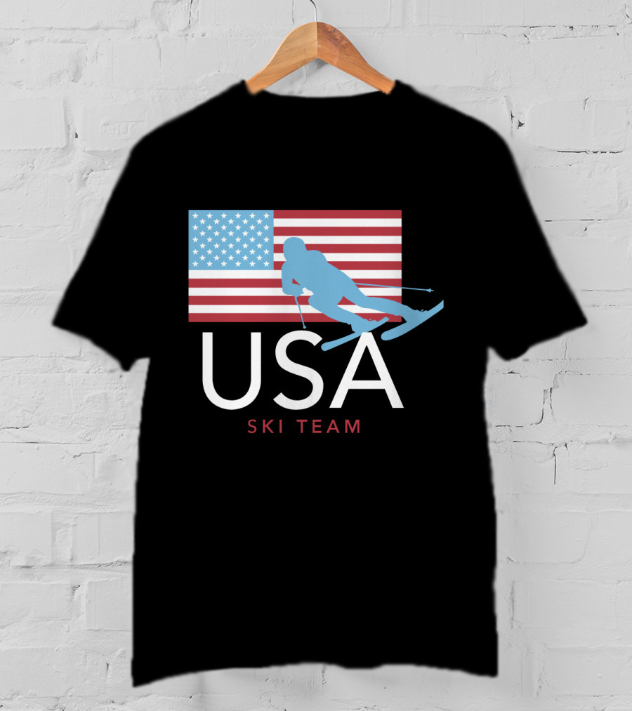 USA Ski Team American Flag Winter Sports Games Skier T-Shirt