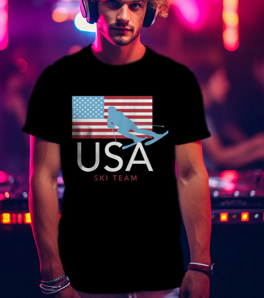 USA Ski Team American Flag Winter Sports Games Skier T-Shirt