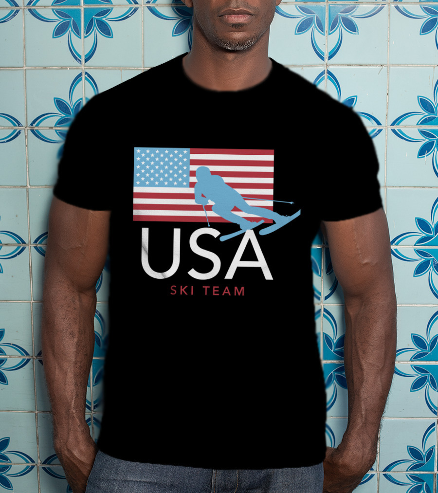 USA Ski Team American Flag Winter Sports Games Skier T-Shirt