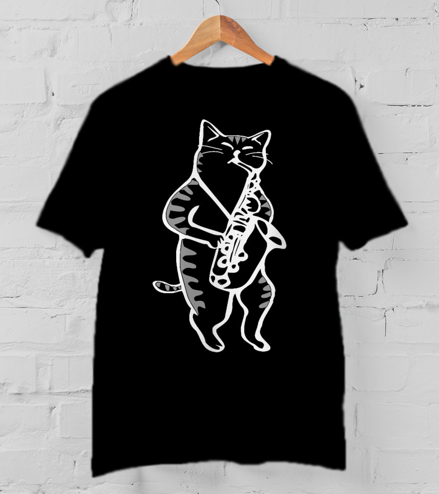 Jazz Saxophone Cat Jazz Day T-Shirt