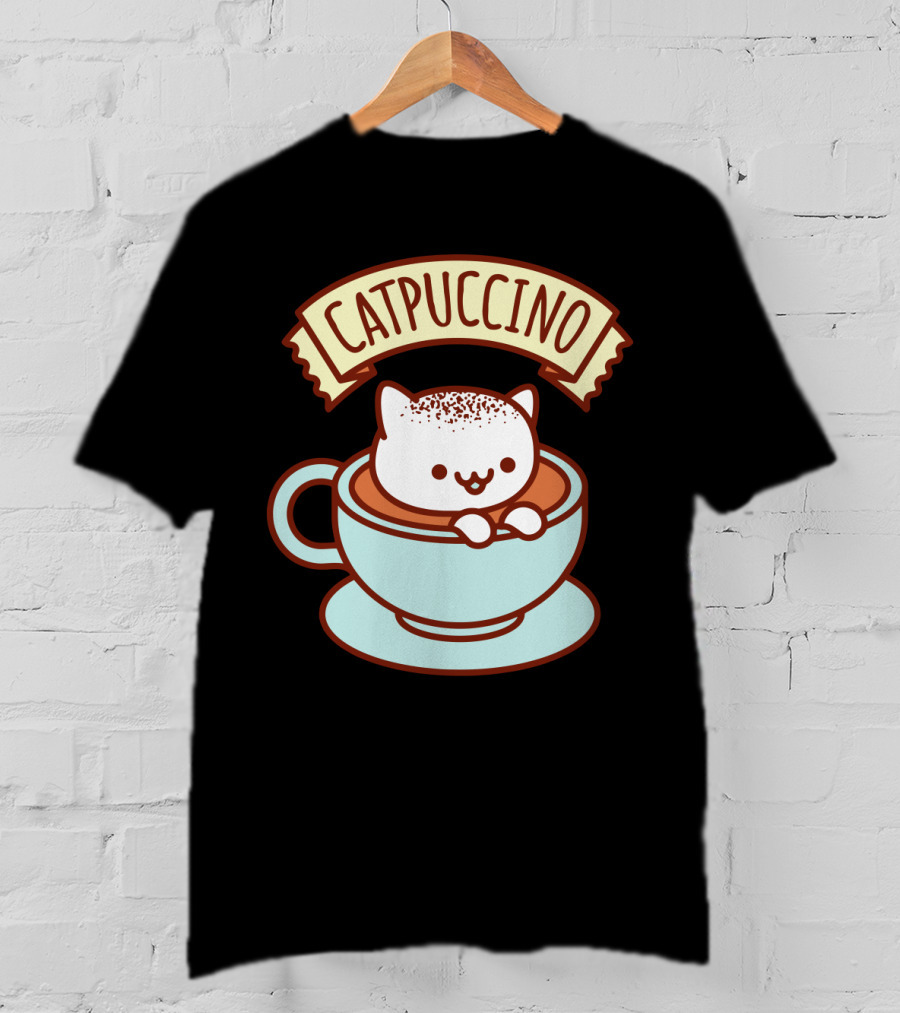 Kawaii Cat CATPUCCINO Cute Cat In Coffee Cup T-Shirt