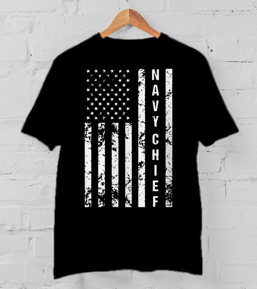 Navy Chief US Flag Distressed Vertical Sleeveless T-Shirt