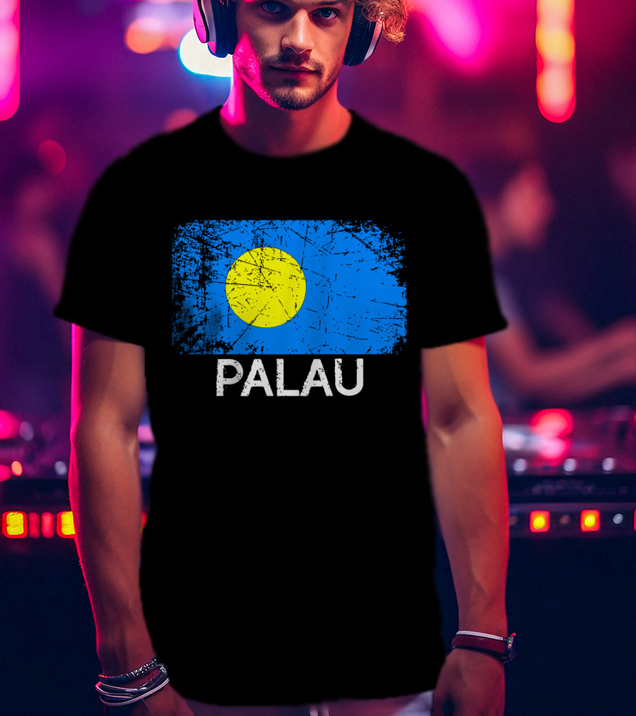 Vintage Palauan Flag Graphic Palau T-Shirt