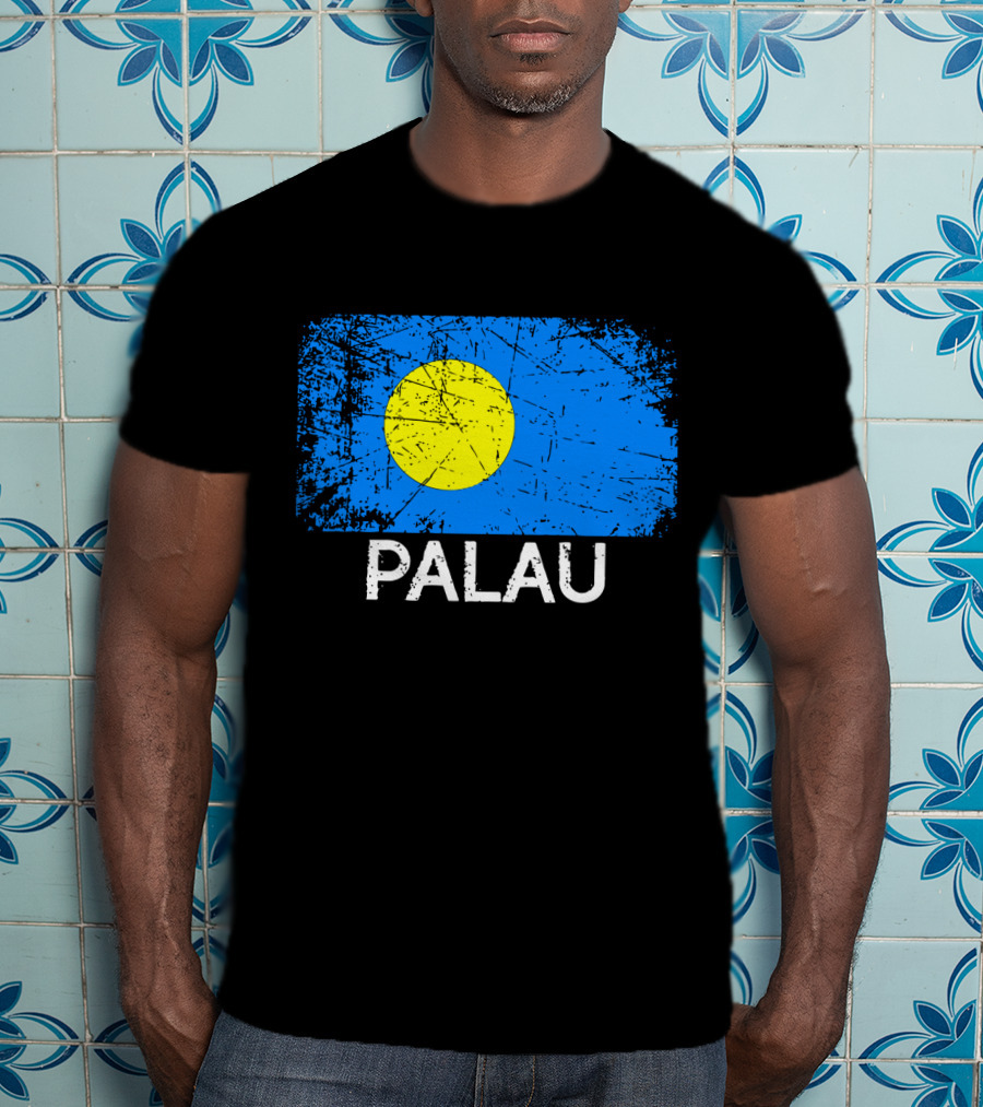 Vintage Palauan Flag Graphic Palau T-Shirt