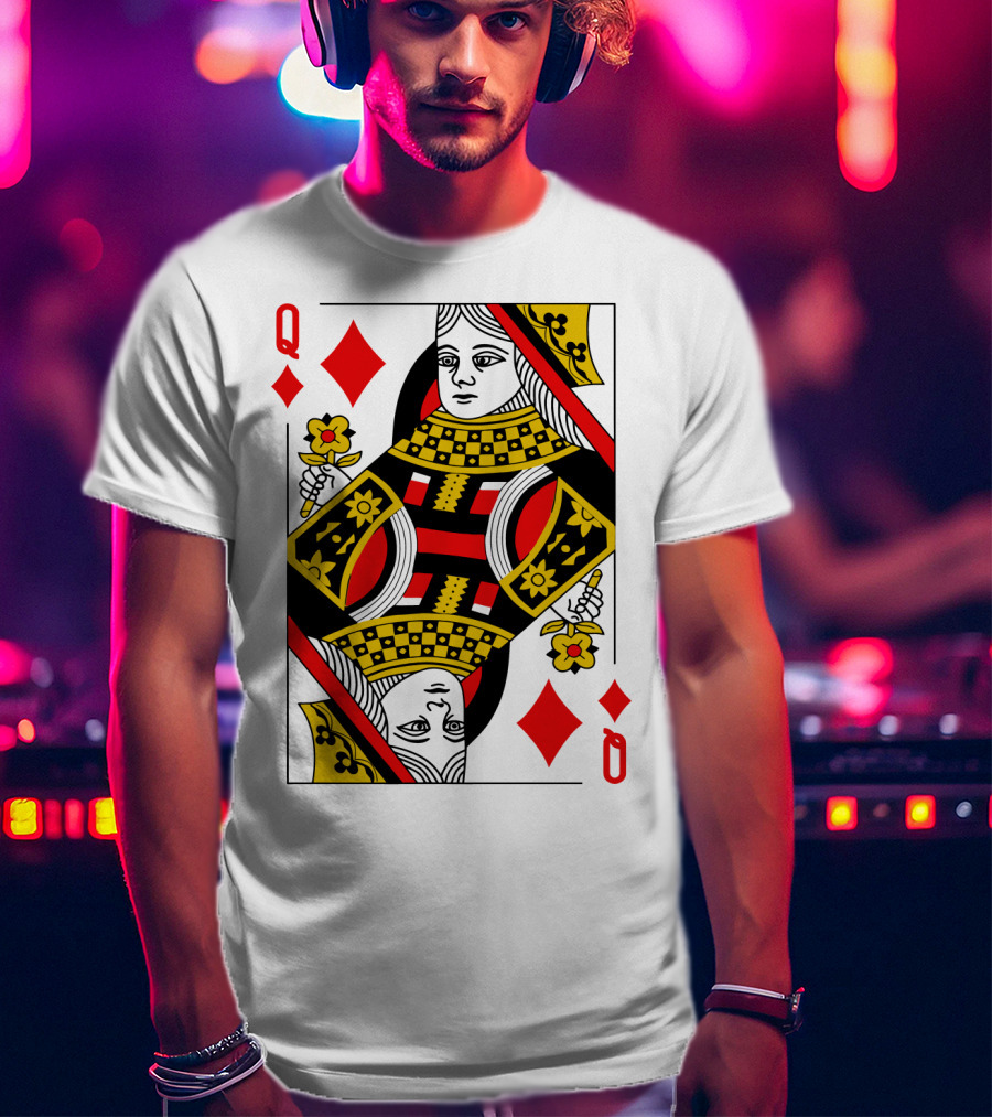 Queen Of Diamonds Poker Card Halloween Group Costume T-Shirt