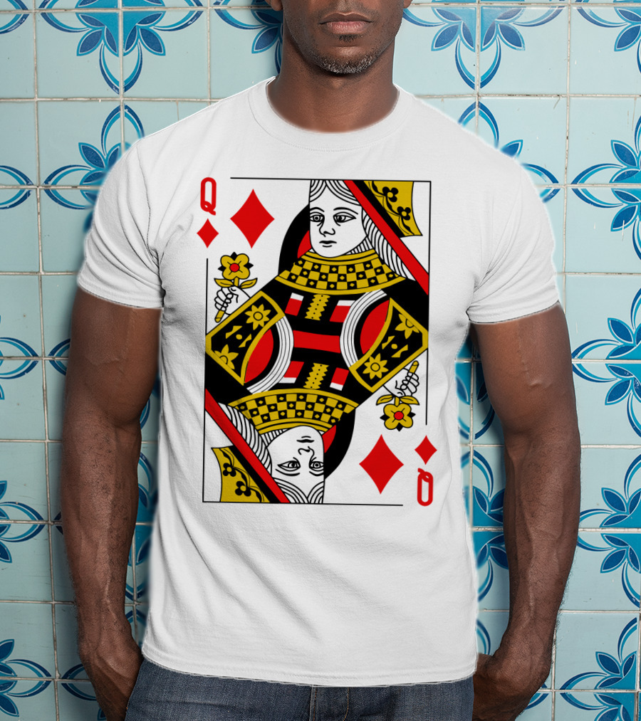 Queen Of Diamonds Poker Card Halloween Group Costume T-Shirt