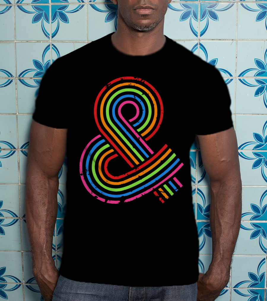 Rainbow Ampersand Vintage Styled Multicolor T-Shirt