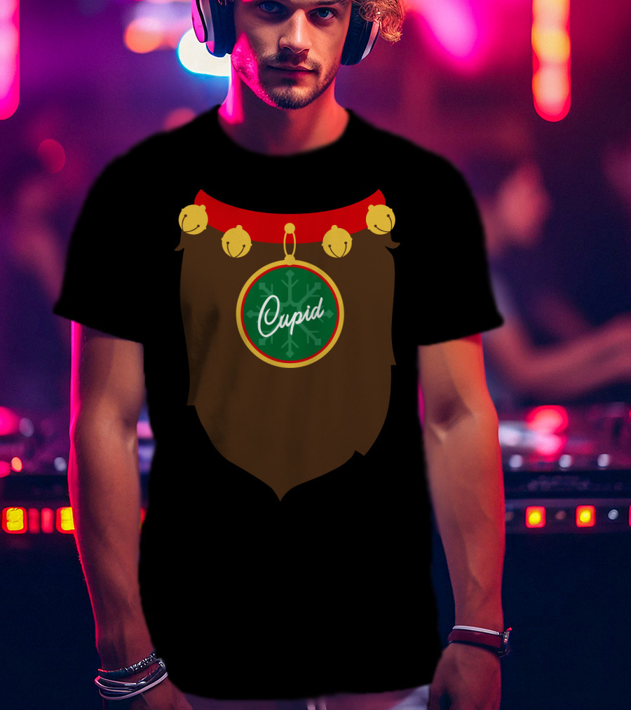 Reindeer Costume Christmas Cupid Santa Bells And Antlers T-Shirt