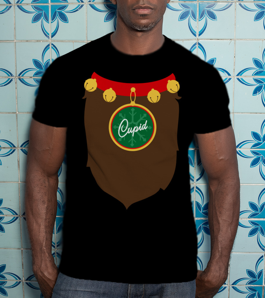 Reindeer Costume Christmas Cupid Santa Bells And Antlers T-Shirt