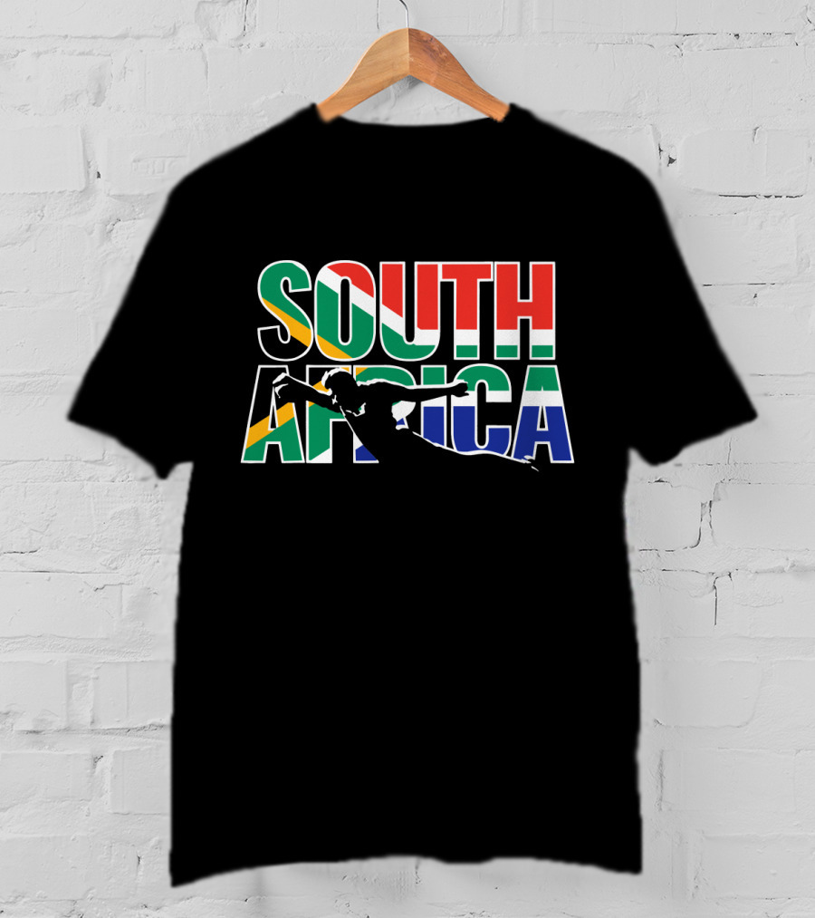 South Africa Rugby Silhouette In Flag Colors T-Shirt