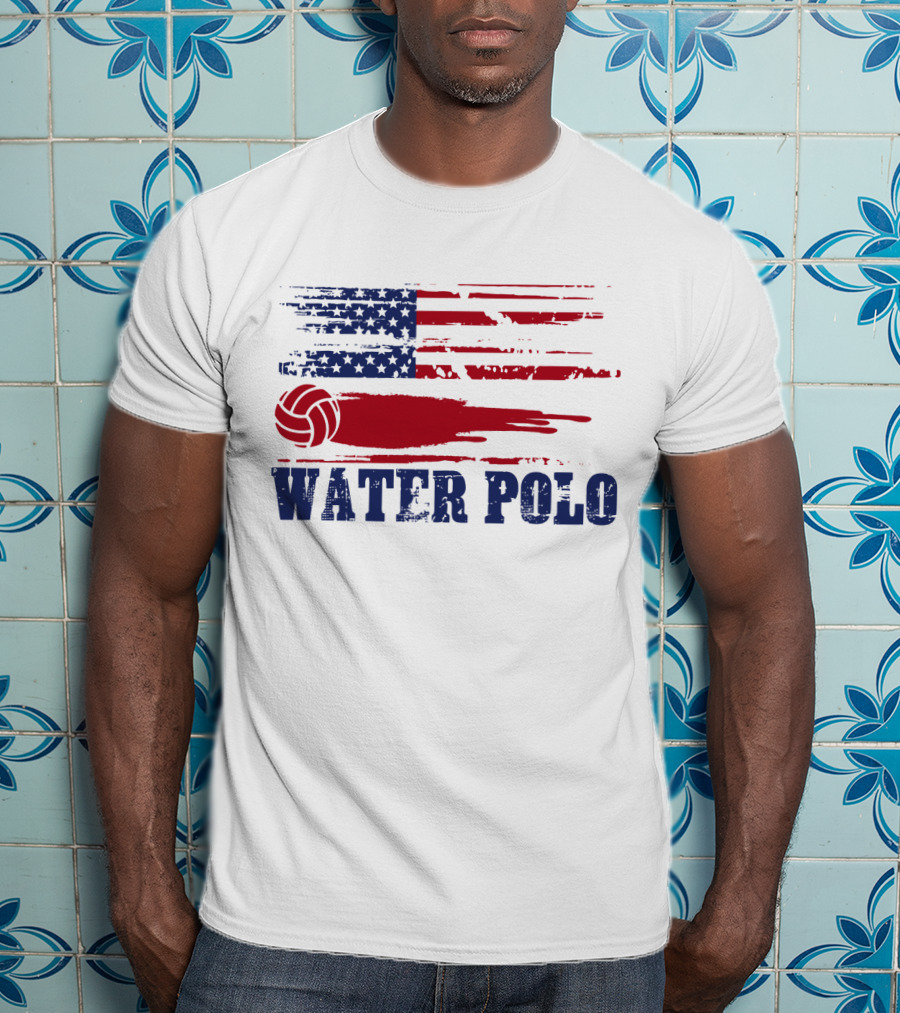 USA Water Polo American Flag Team Spirit Aquatic Sport T-Shirt