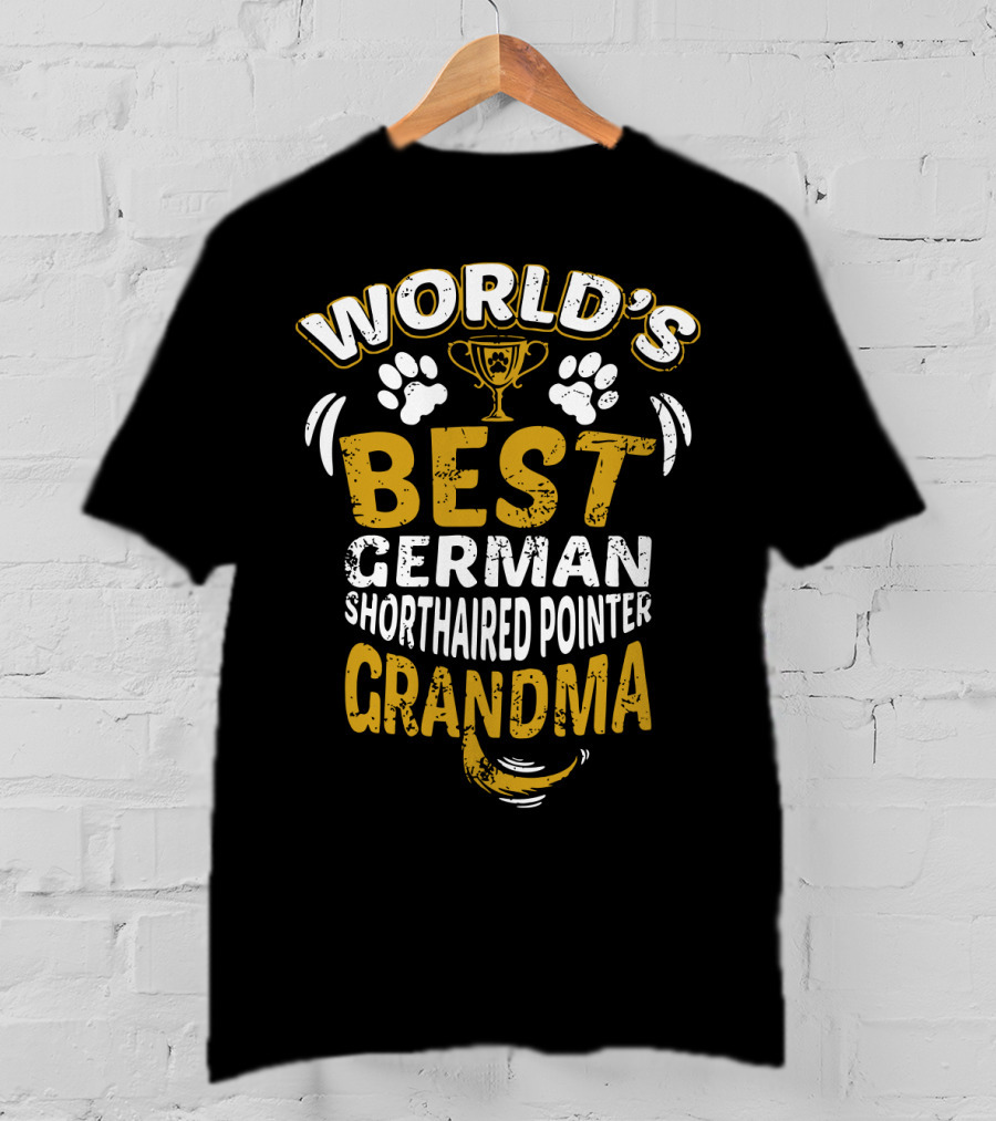 World's Best German Shorthaired Pointer Grandma With Trophy And Paw Prints T-Shirt