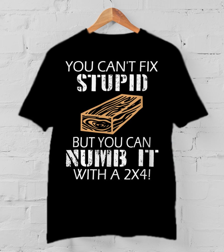 You Can't Fix Stupid But You Can Numb It With A 2x4 Bold Woodblock T-Shirt