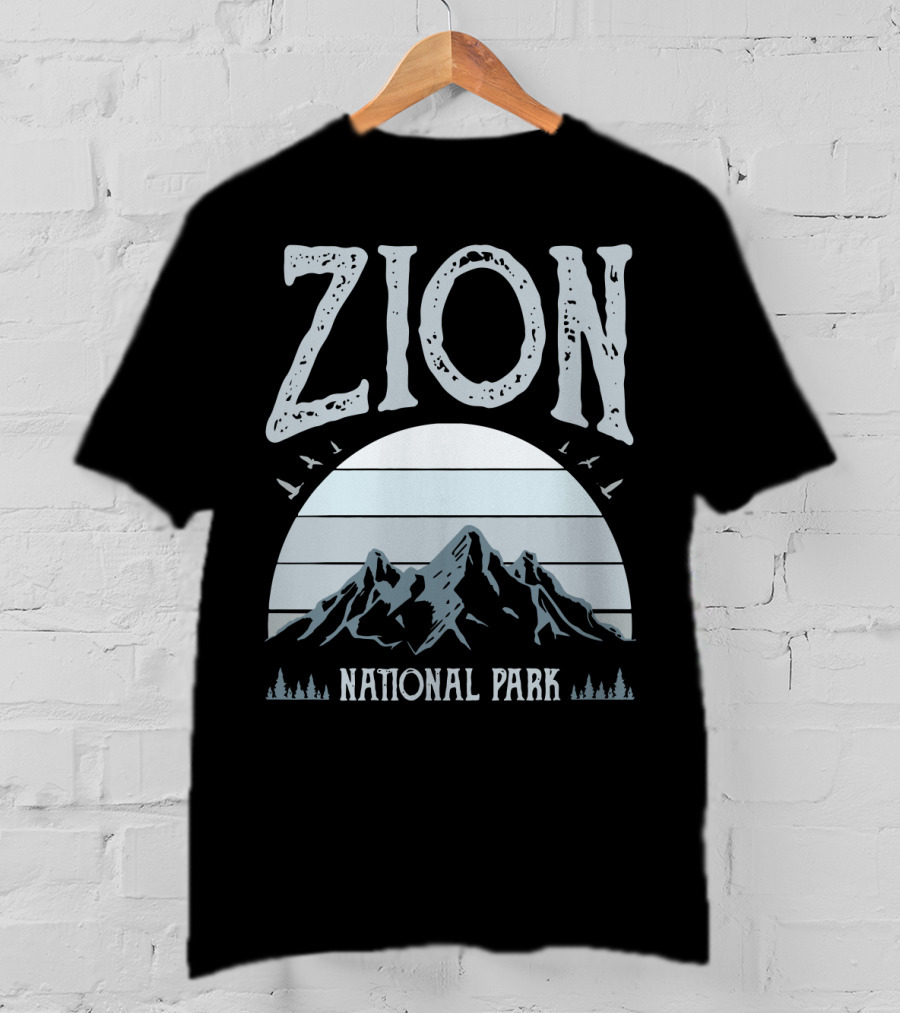 Zion National Park Mountains With Sun And Birds T-Shirt