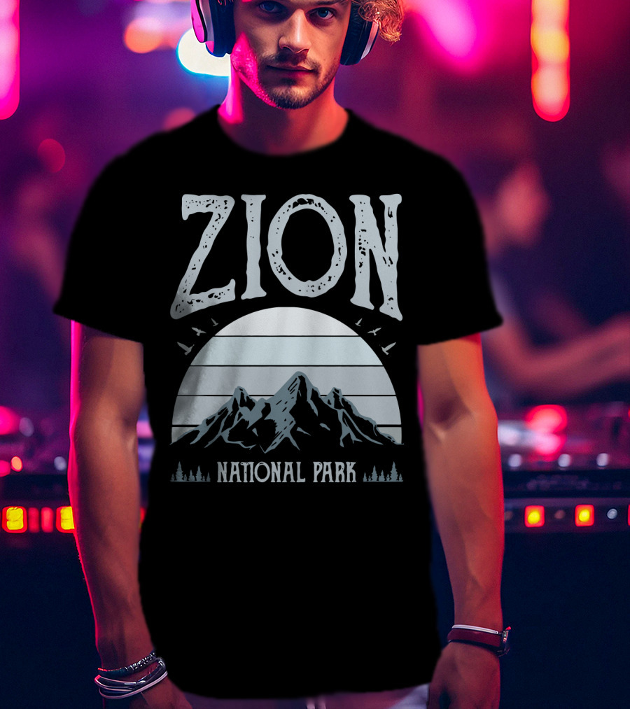 Zion National Park Mountains With Sun And Birds T-Shirt