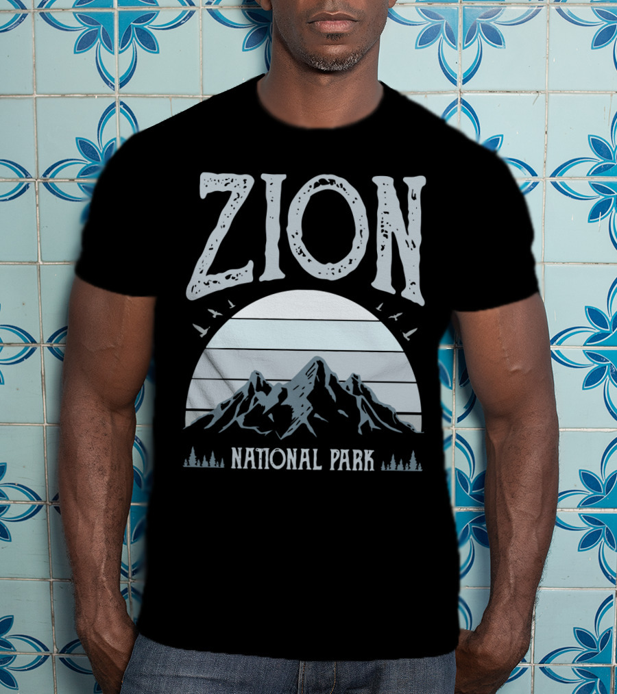 Zion National Park Mountains With Sun And Birds T-Shirt