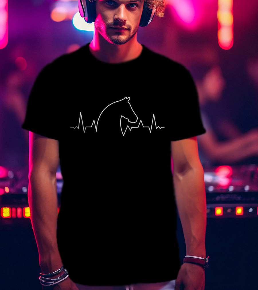 Horse Frequency Heartbeat Equestrian Lines T-Shirt