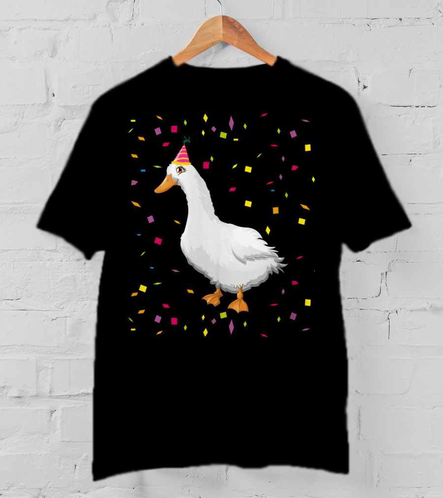 Funny Duck Birthday Party Hat Confetti T-Shirt