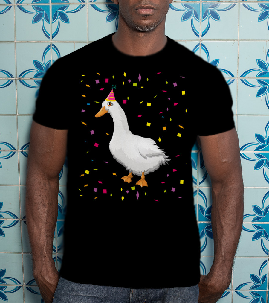 Funny Duck Birthday Party Hat Confetti T-Shirt