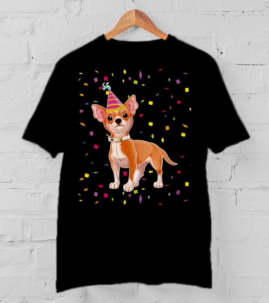 Birthday Chihuahua Party Hat Confetti T-Shirt