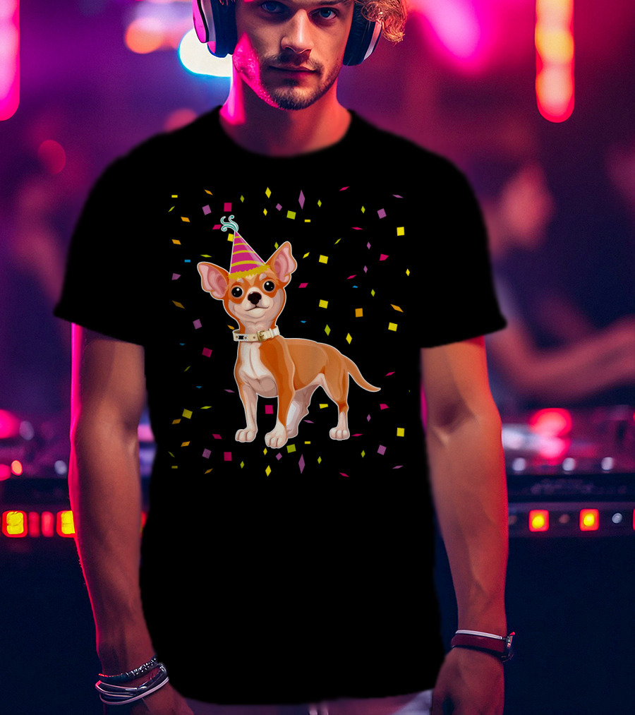 Birthday Chihuahua Party Hat Confetti T-Shirt
