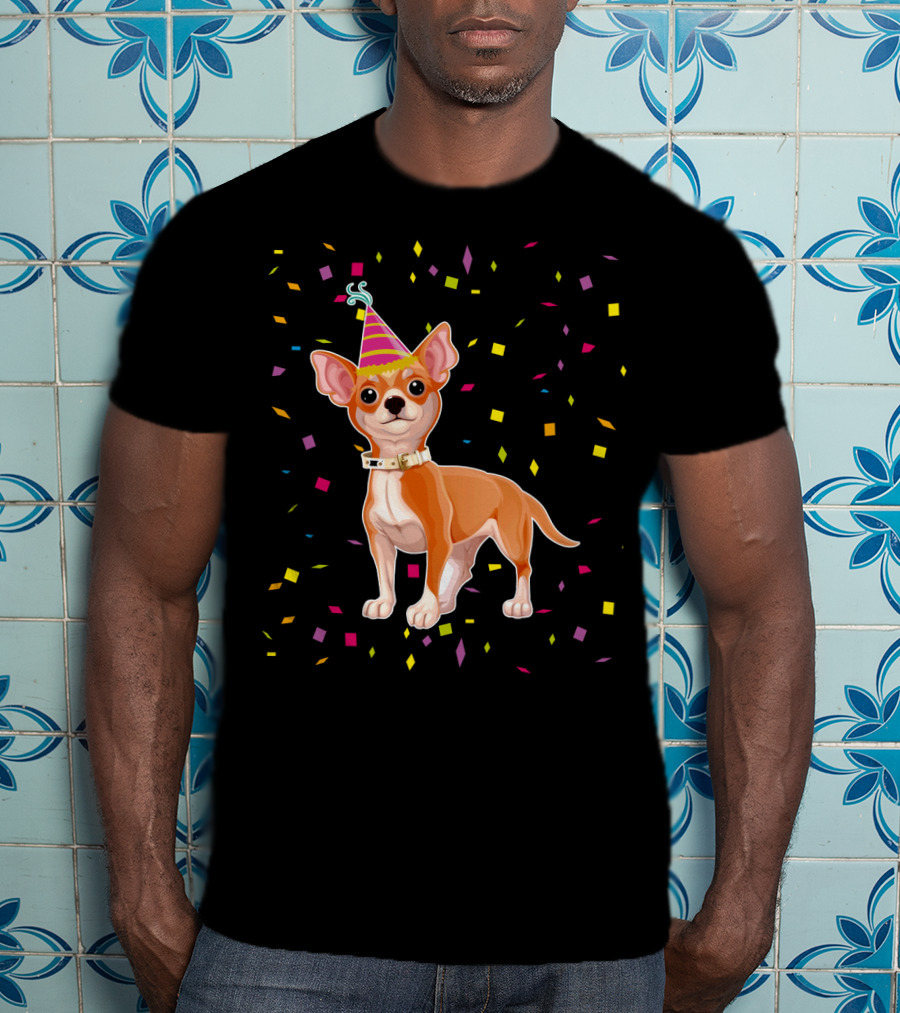 Birthday Chihuahua Party Hat Confetti T-Shirt