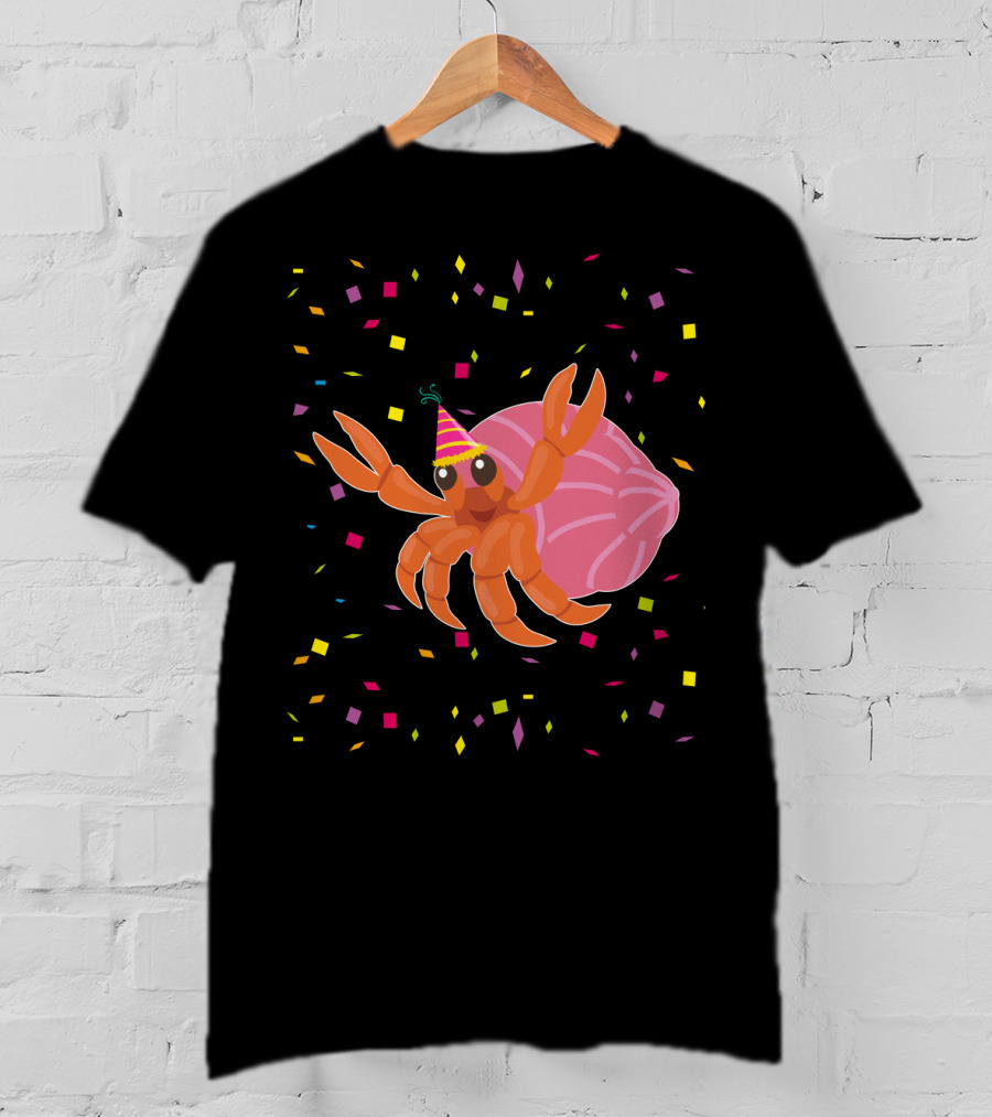 Funny Hermit Crab Birthday Party Hat Confetti T-Shirt