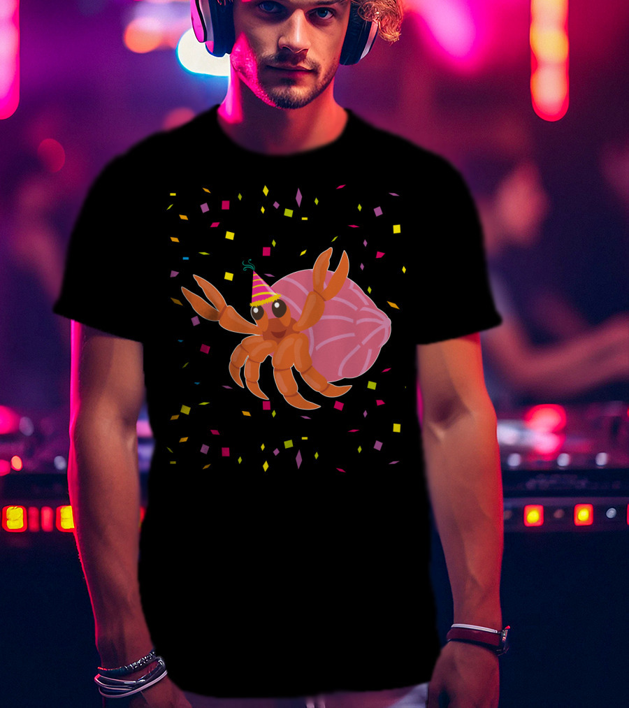Funny Hermit Crab Birthday Party Hat Confetti T-Shirt