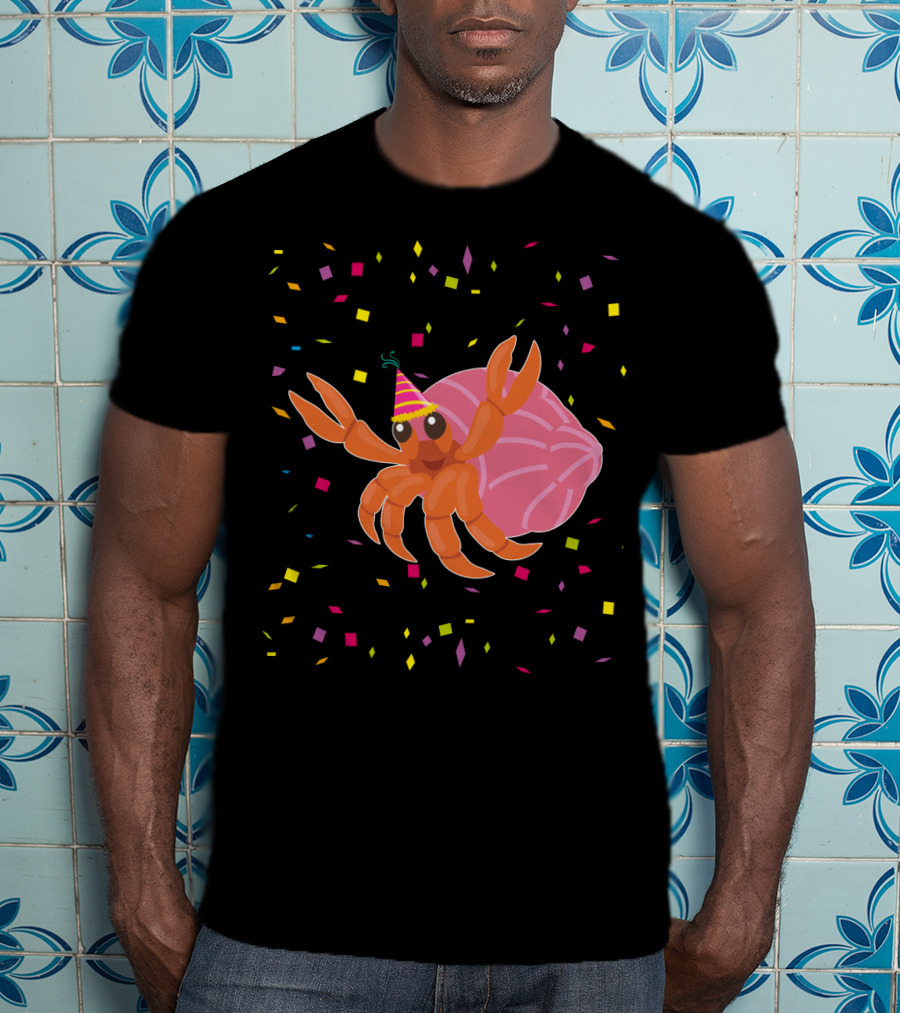 Funny Hermit Crab Birthday Party Hat Confetti T-Shirt